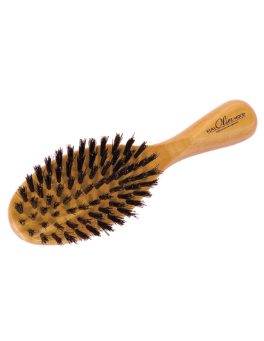 Petite brosse à cheveux en bois d'olivier éliméa