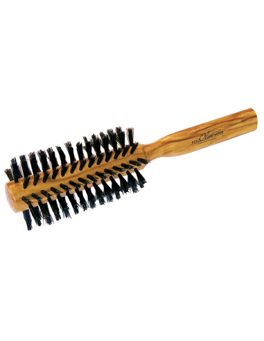 Brosse à cheveux en bois d'olivier ronde éliméa