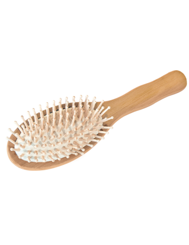 Brosse à cheveux ovale en bois avec picots éliméa