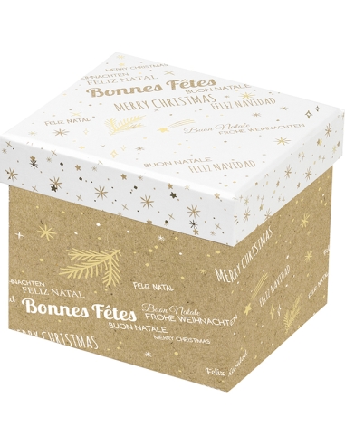 Petite boite cadeau bonnes fêtes Kraft & or